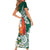 Polynesian Family Matching Short Sleeve Bodycon Dress and Hawaiian Shirt Tropical Santa - Plumeria Green Vintage