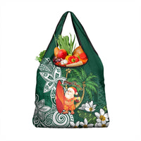 Polynesian Grocery Bag Tropical Santa - Plumeria Green Vintage LT7 1-pack One Size Green - Polynesian Pride