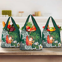 Polynesian Grocery Bag Tropical Santa - Plumeria Green Vintage LT7 3-pack One Size Green - Polynesian Pride