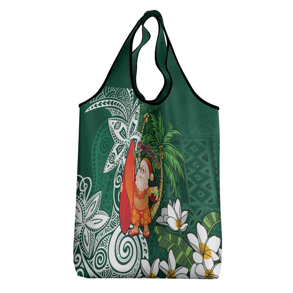 Polynesian Grocery Bag Tropical Santa - Plumeria Green Vintage LT7 - Polynesian Pride