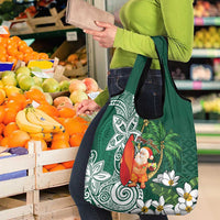 Polynesian Grocery Bag Tropical Santa - Plumeria Green Vintage LT7 - Polynesian Pride
