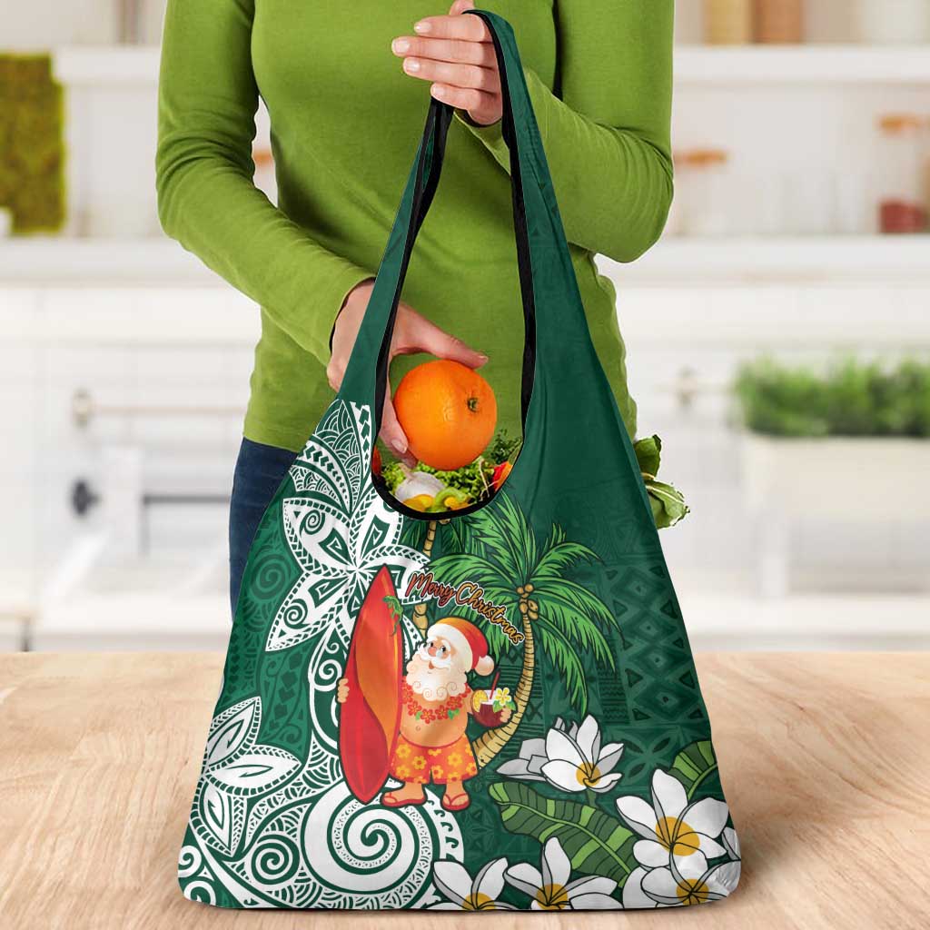 Polynesian Grocery Bag Tropical Santa - Plumeria Green Vintage LT7 - Polynesian Pride
