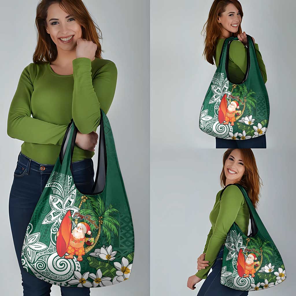 Polynesian Grocery Bag Tropical Santa - Plumeria Green Vintage LT7 - Polynesian Pride