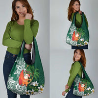 Polynesian Grocery Bag Tropical Santa - Plumeria Green Vintage LT7 - Polynesian Pride