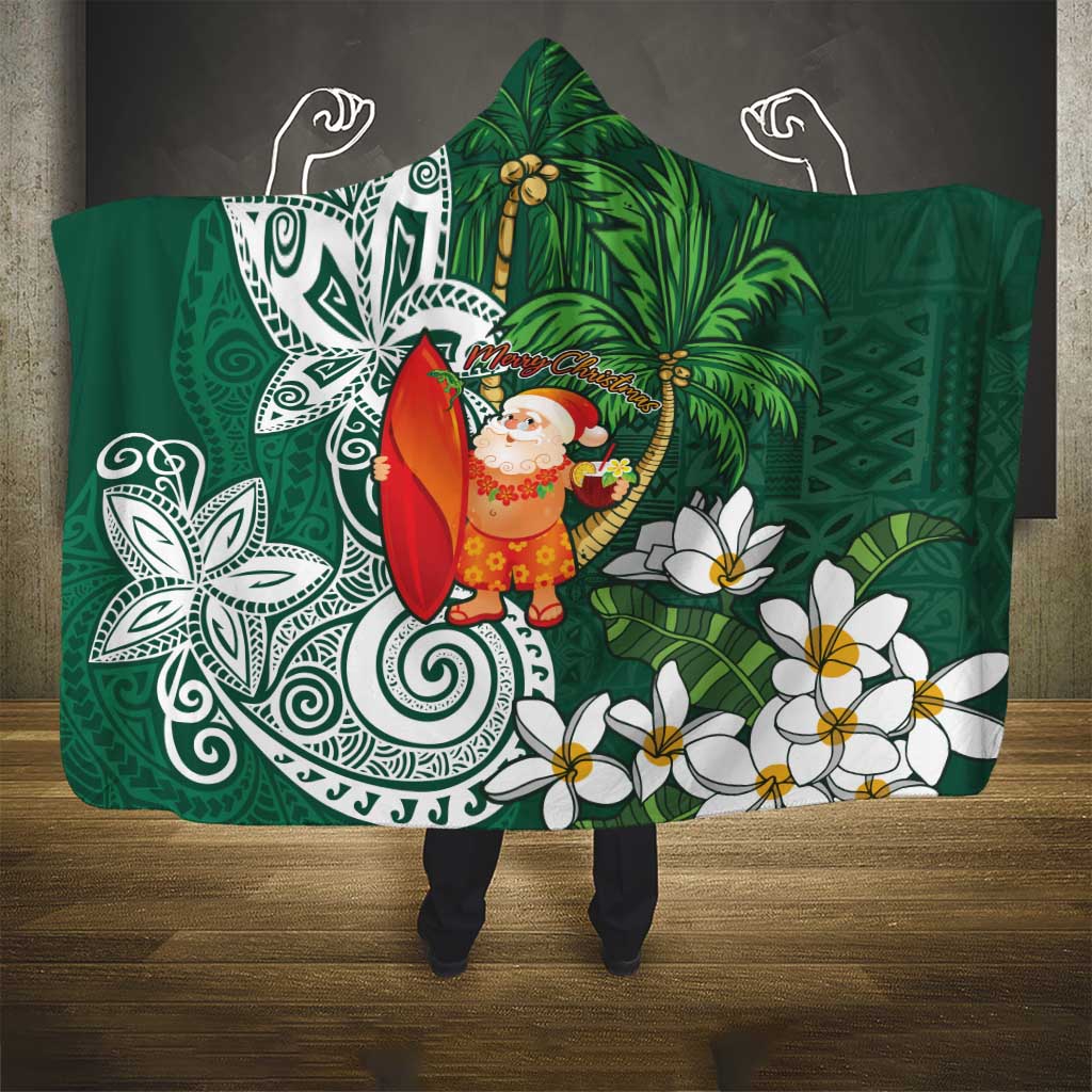 Polynesian Hooded Blanket Tropical Santa - Plumeria Green Vintage LT7 - Polynesian Pride