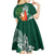 Polynesian Kid Short Sleeve Dress Tropical Santa - Plumeria Green Vintage