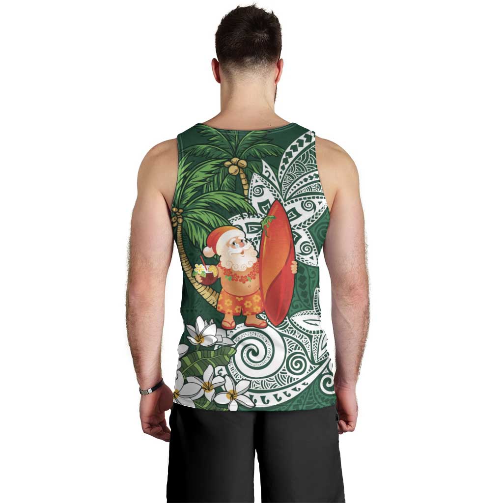 Polynesian Men Tank Top Tropical Santa - Plumeria Green Vintage LT7 - Polynesian Pride