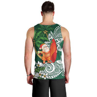 Polynesian Men Tank Top Tropical Santa - Plumeria Green Vintage LT7 - Polynesian Pride