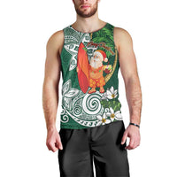 Polynesian Men Tank Top Tropical Santa - Plumeria Green Vintage LT7 - Polynesian Pride
