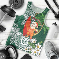Polynesian Men Tank Top Tropical Santa - Plumeria Green Vintage LT7 - Polynesian Pride
