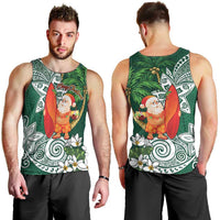 Polynesian Men Tank Top Tropical Santa - Plumeria Green Vintage LT7 - Polynesian Pride