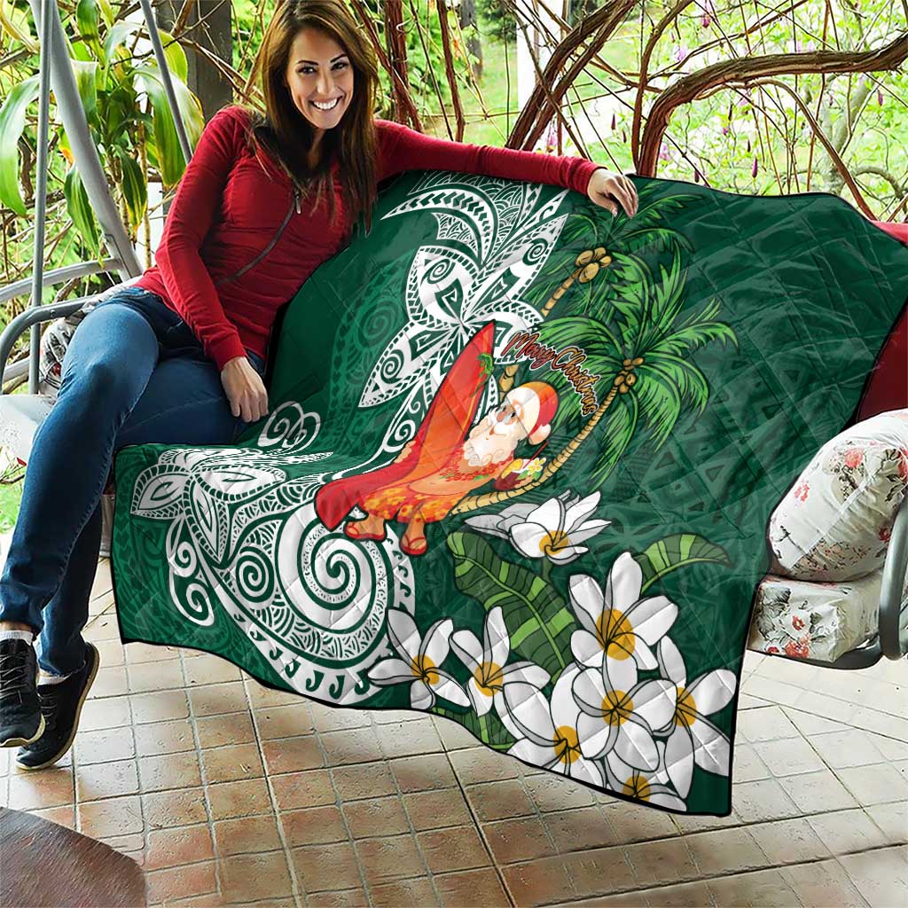Polynesian Quilt Tropical Santa - Plumeria Green Vintage LT7 - Polynesian Pride