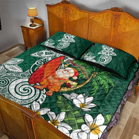 Polynesian Quilt Bed Set Tropical Santa - Plumeria Green Vintage LT7 - Polynesian Pride