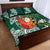 Polynesian Quilt Bed Set Tropical Santa - Plumeria Green Vintage