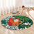 Polynesian Round Carpet Tropical Santa - Plumeria Green Vintage