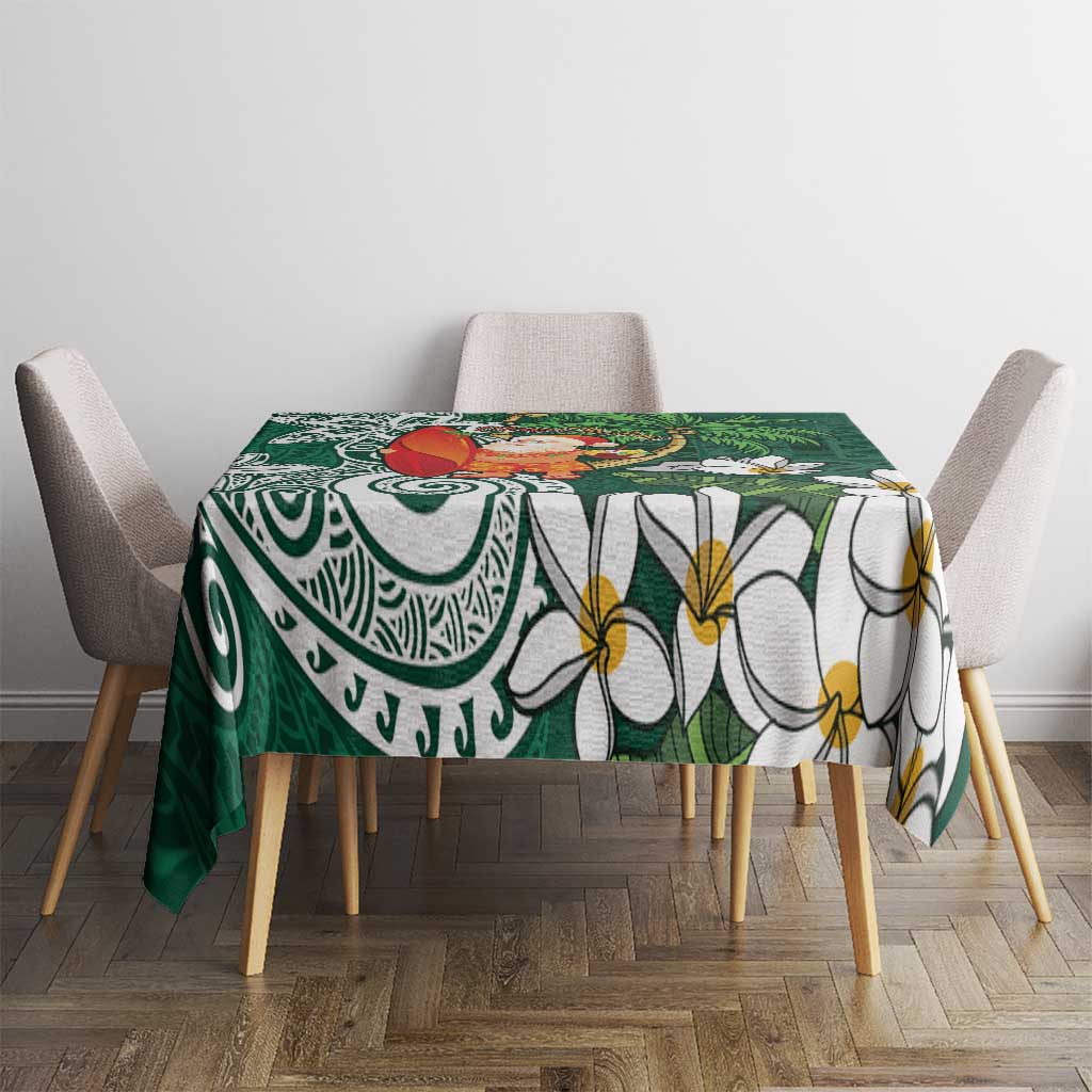 Polynesian Tablecloth Tropical Santa - Plumeria Green Vintage LT7 - Polynesian Pride