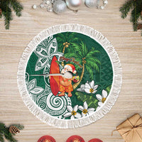 Polynesian Tree Skirt Tropical Santa - Plumeria Green Vintage LT7 Fringed Green - Polynesian Pride
