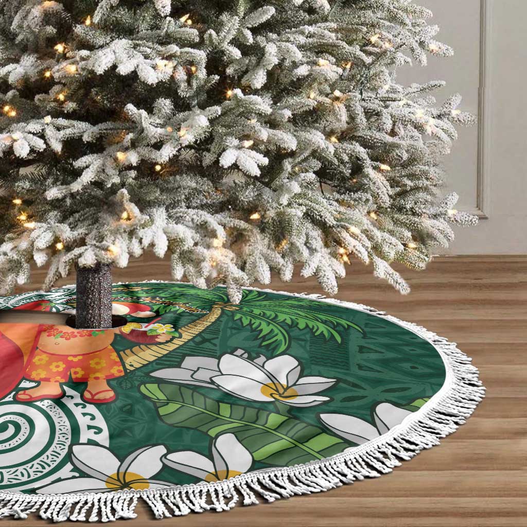 Polynesian Tree Skirt Tropical Santa - Plumeria Green Vintage LT7 - Polynesian Pride