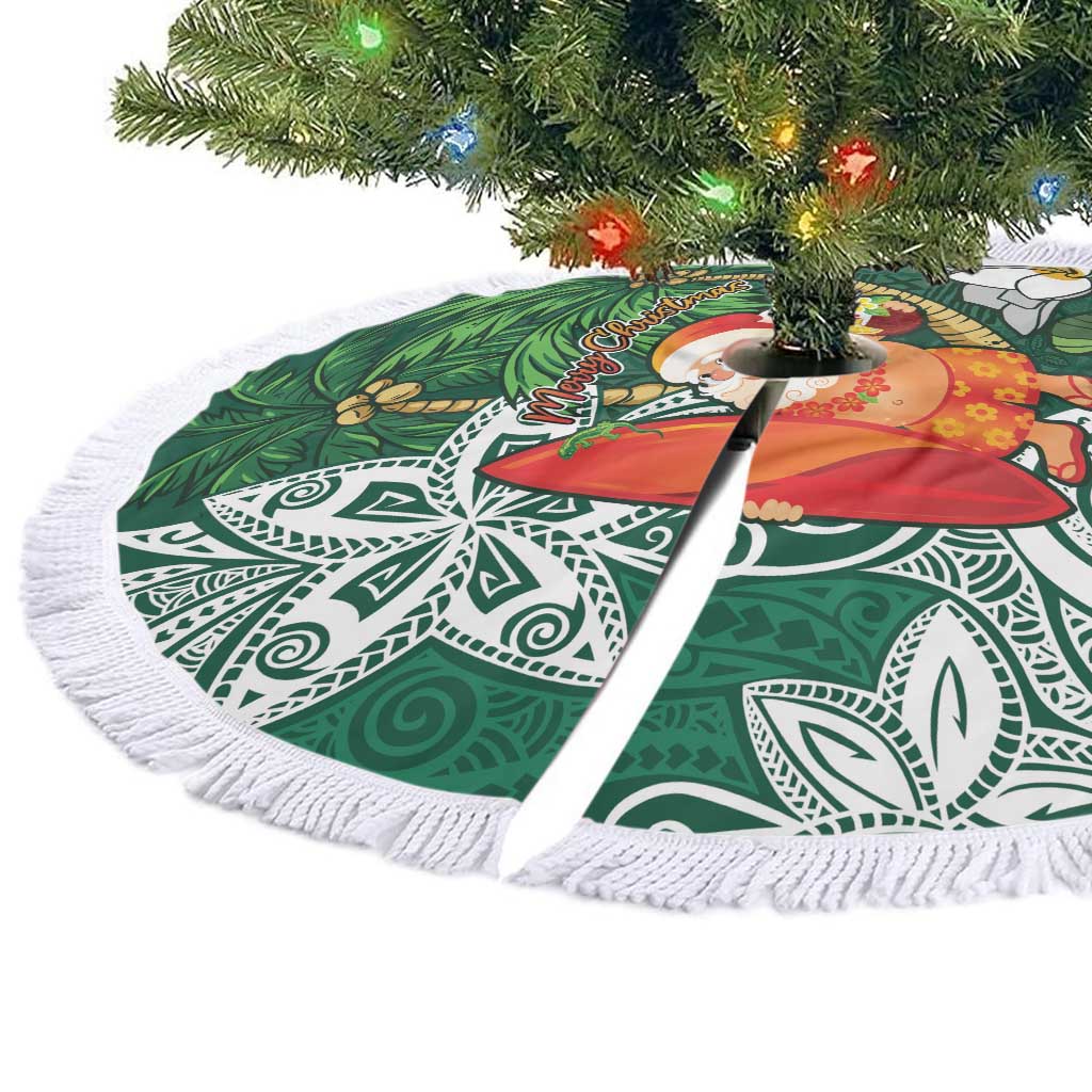 Polynesian Tree Skirt Tropical Santa - Plumeria Green Vintage LT7 - Polynesian Pride
