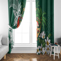 Polynesian Window Curtain Tropical Santa - Plumeria Green Vintage LT7 - Polynesian Pride
