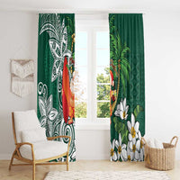 Polynesian Window Curtain Tropical Santa - Plumeria Green Vintage LT7 - Polynesian Pride