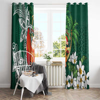 Polynesian Window Curtain Tropical Santa - Plumeria Green Vintage LT7 - Polynesian Pride