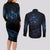 New Zealand Matariki Couples Matching Long Sleeve Bodycon Dress and Long Sleeve Button Shirt Cosmic Style LT7 - Polynesian Pride