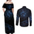 New Zealand Matariki Couples Matching Off Shoulder Maxi Dress and Long Sleeve Button Shirt Cosmic Style LT7 - Polynesian Pride