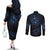 New Zealand Matariki Couples Matching Off The Shoulder Long Sleeve Dress and Long Sleeve Button Shirt Cosmic Style LT7 - Polynesian Pride