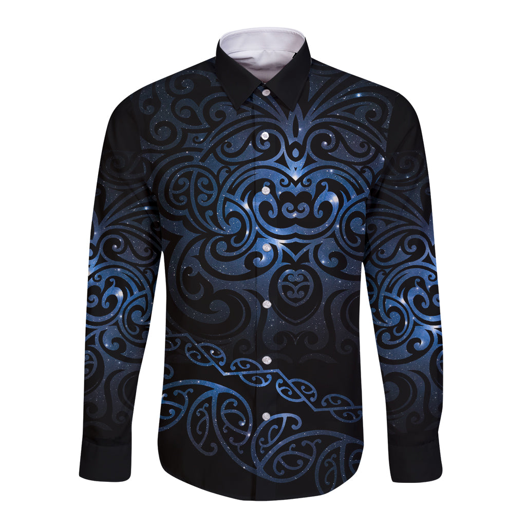 New Zealand Matariki Long Sleeve Button Shirt Cosmic Style LT7 Unisex Galaxy - Polynesian Pride