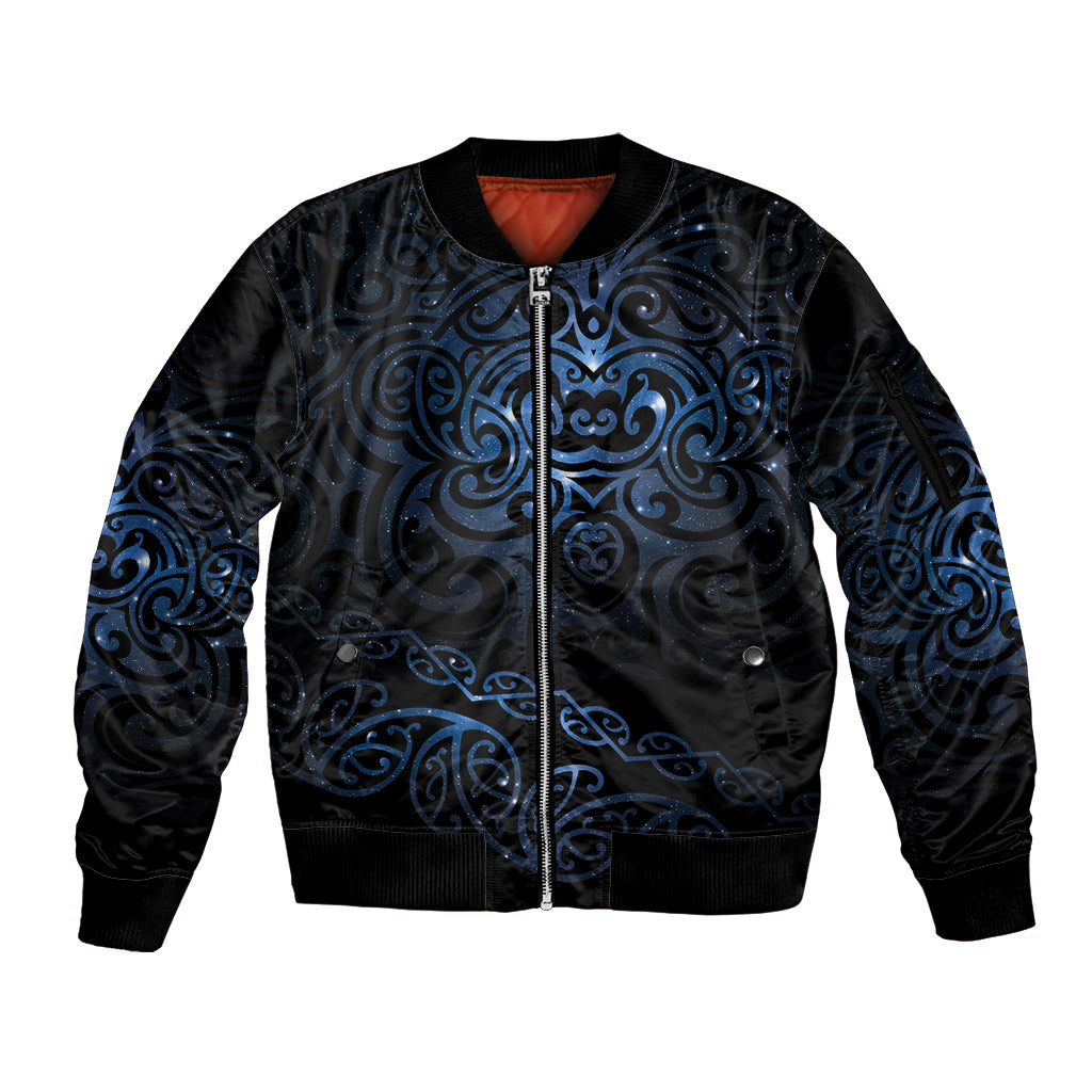 New Zealand Matariki Sleeve Zip Bomber Jacket Cosmic Style LT7 Unisex Galaxy - Polynesian Pride