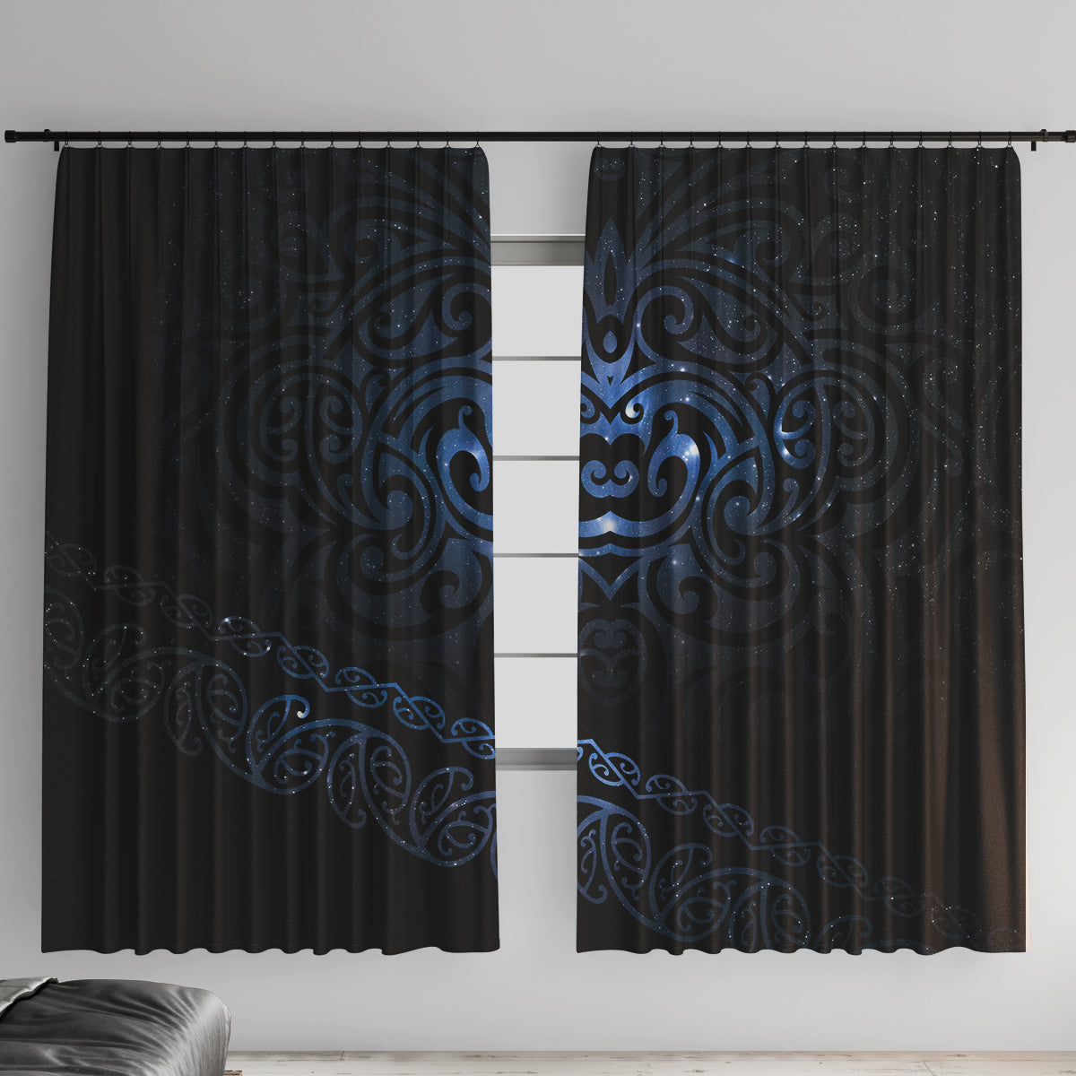 New Zealand Matariki Window Curtain Cosmic Style LT7 With Hooks Galaxy - Polynesian Pride