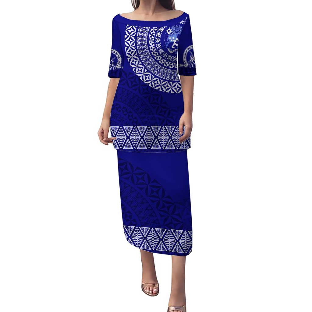 Queen Salote College Tonga Puletasi Dress - Kupesi Style Ver03 LT7 Long Dress Blue - Polynesian Pride
