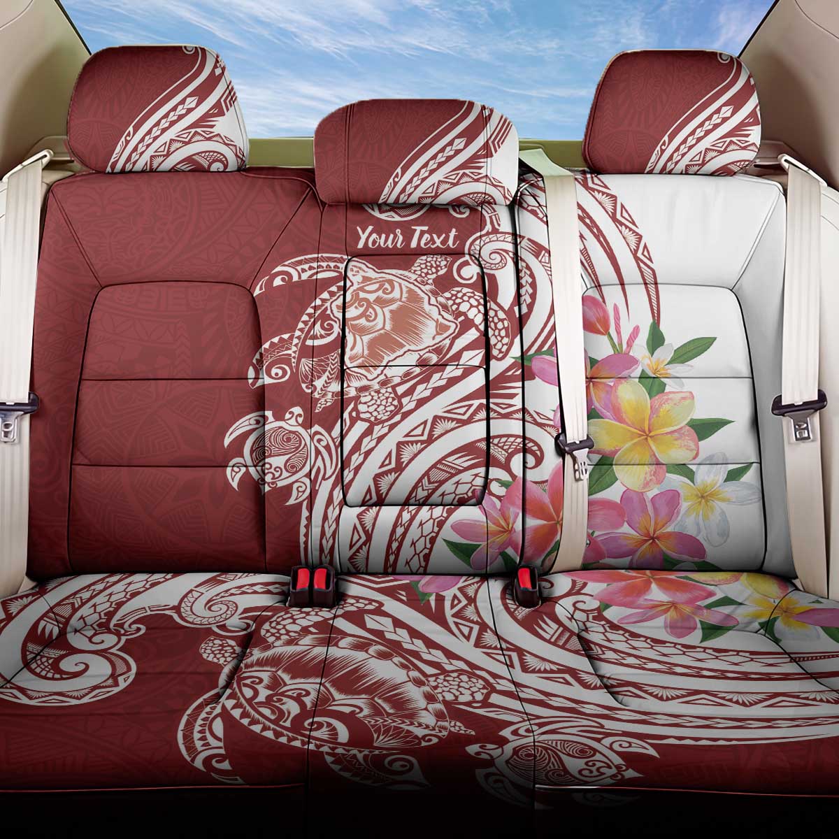 Aloha Hawaii Island Personalized Back Car Seat Cover Crimson Dreamy Turtle LT7 One Size Red - Polynesian Pride
