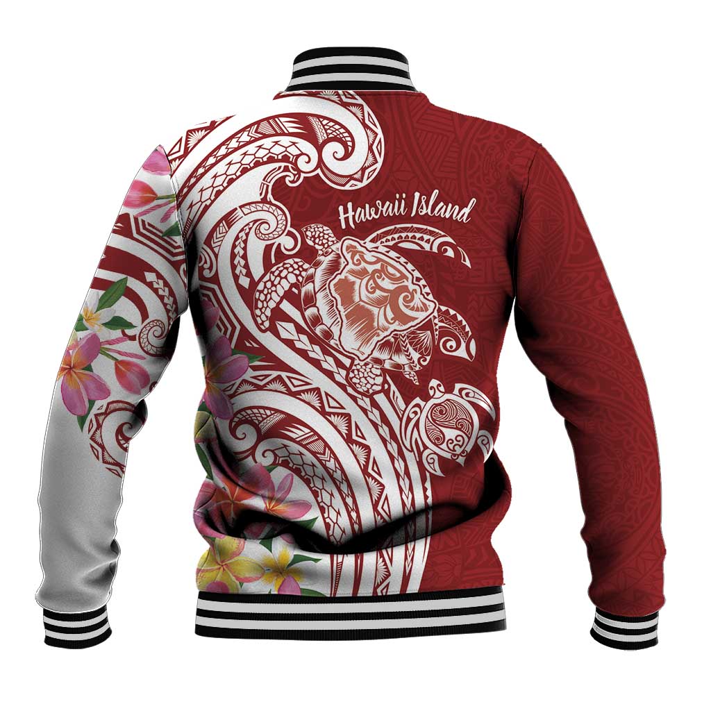 Aloha Hawaii Island Personalized Baseball Jacket Crimson Dreamy Turtle LT7 - Polynesian Pride