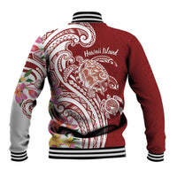 Aloha Hawaii Island Personalized Baseball Jacket Crimson Dreamy Turtle LT7 - Polynesian Pride