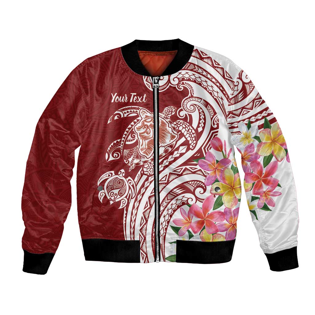 Aloha Hawaii Island Personalized Bomber Jacket Crimson Dreamy Turtle LT7 Unisex Red - Polynesian Pride