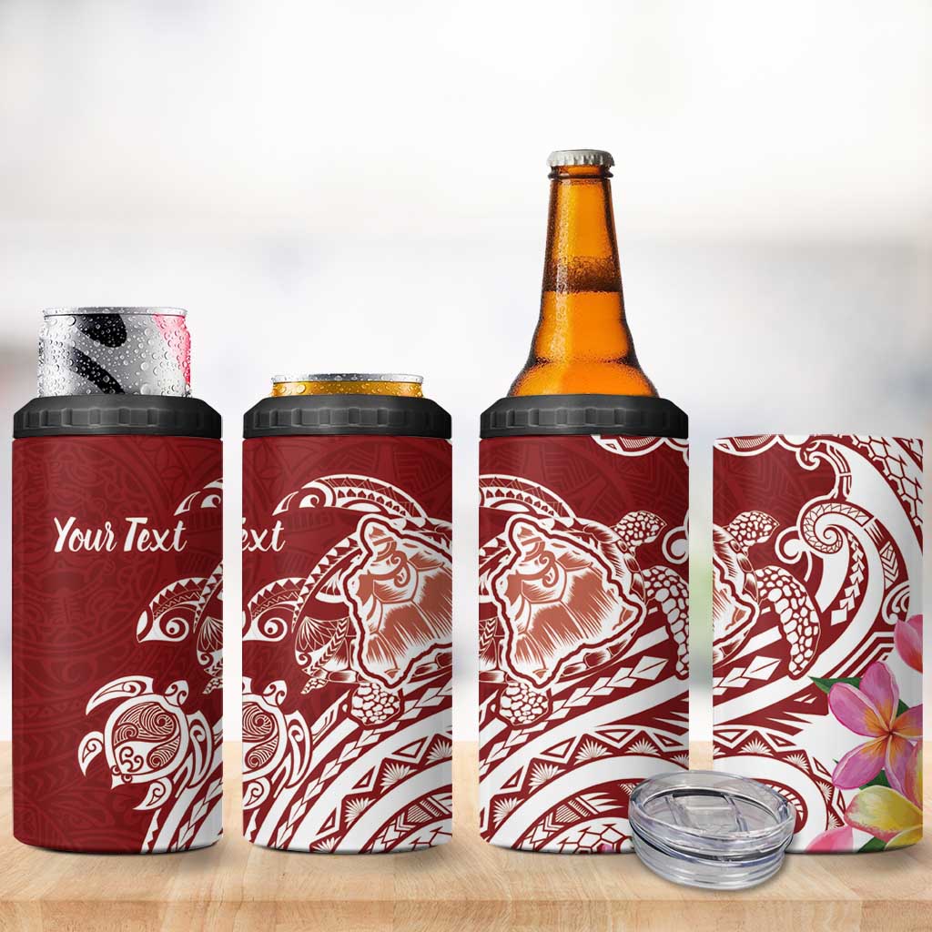 Aloha Hawaii Island Personalized 4 in 1 Can Cooler Tumbler Crimson Dreamy Turtle LT7 - Polynesian Pride