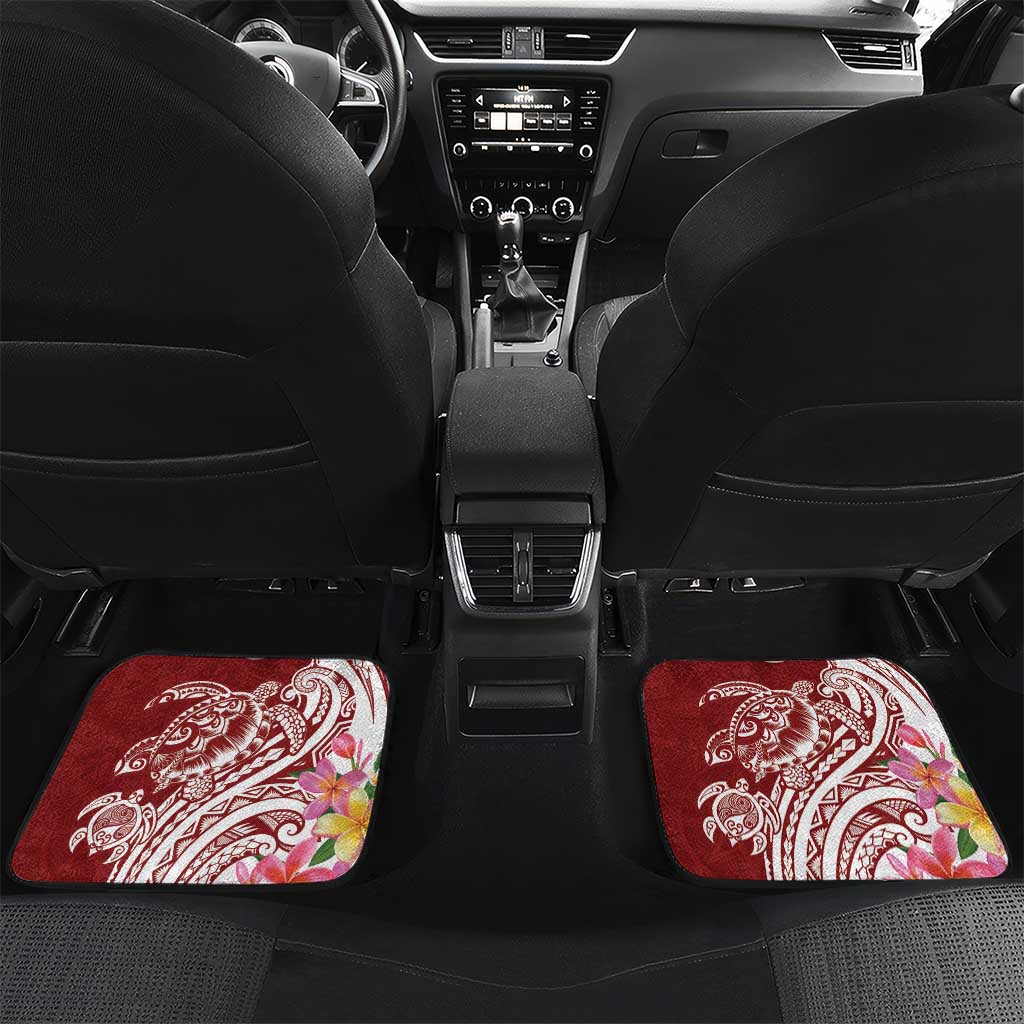 Aloha Hawaii Island Personalized Car Mats Crimson Dreamy Turtle LT7 Set 2pcs - Back Red - Polynesian Pride
