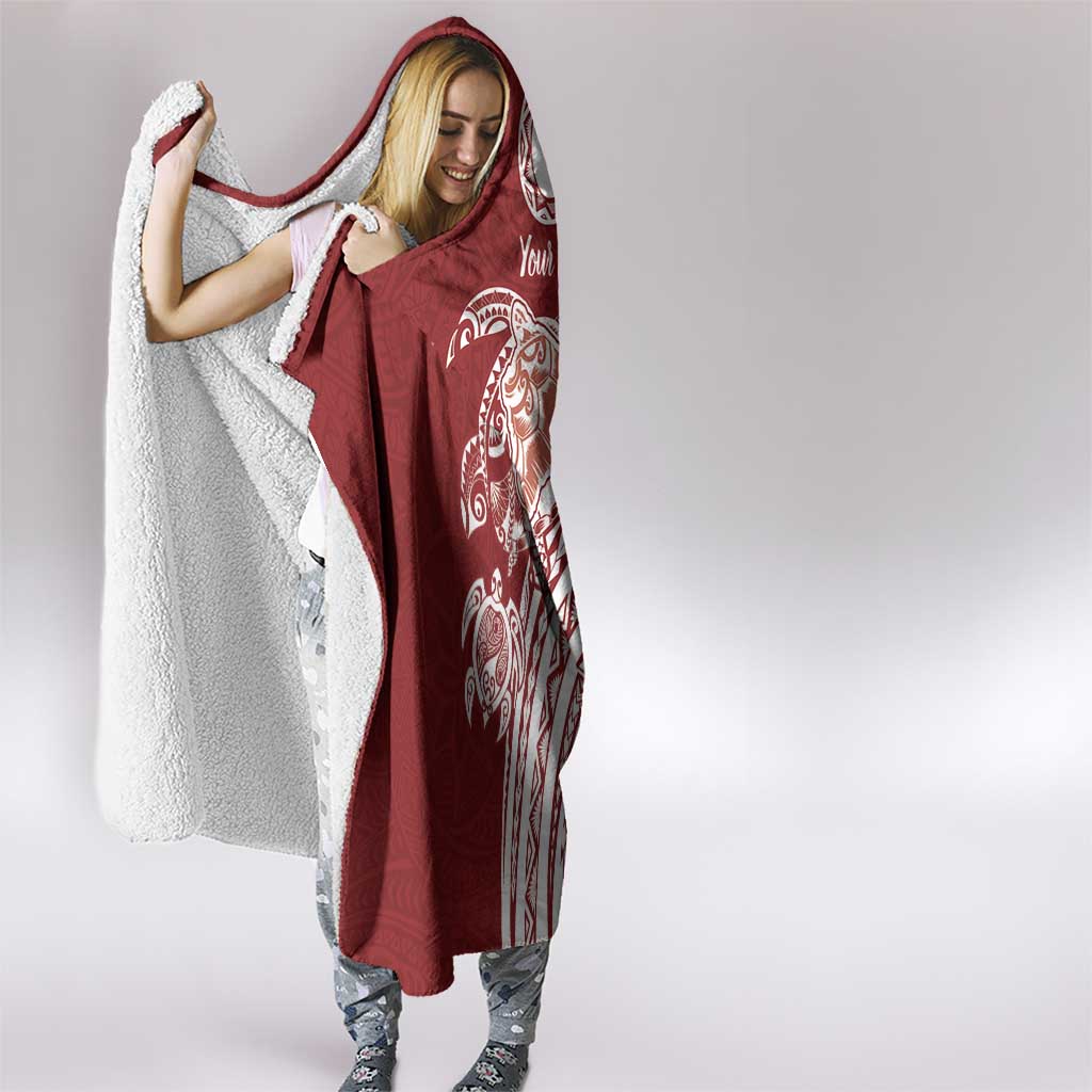 Aloha Hawaii Island Personalized Hooded Blanket Crimson Dreamy Turtle LT7 - Polynesian Pride
