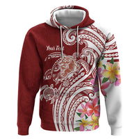 Aloha Hawaii Island Personalized Hoodie Crimson Dreamy Turtle LT7 Pullover Hoodie Red - Polynesian Pride