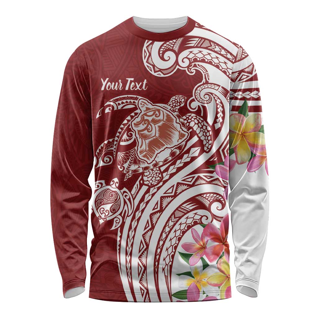 Aloha Hawaii Island Personalized Long Sleeve Shirt Crimson Dreamy Turtle LT7 Unisex Red - Polynesian Pride