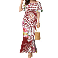 Aloha Hawaii Island Personalized Mermaid Dress Crimson Dreamy Turtle LT7 Women Red - Polynesian Pride
