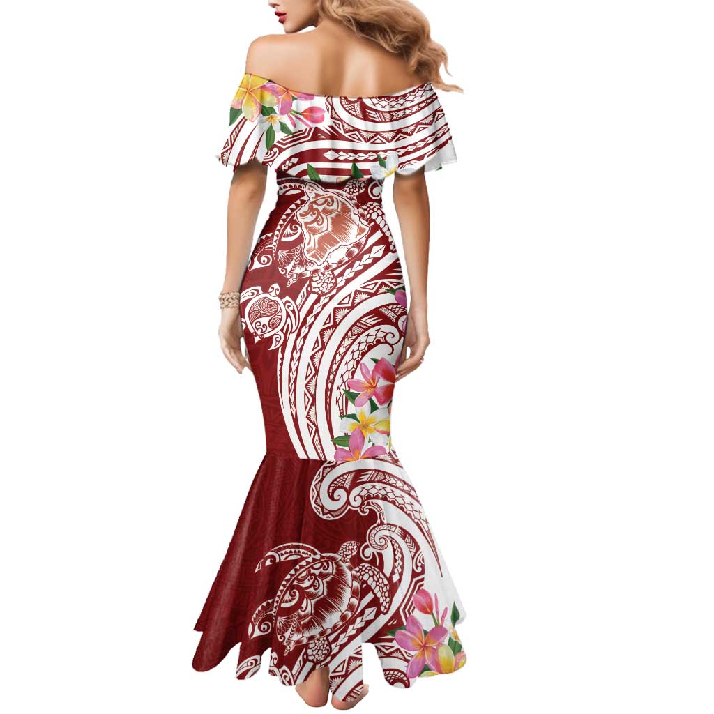 Aloha Hawaii Island Personalized Mermaid Dress Crimson Dreamy Turtle LT7 - Polynesian Pride