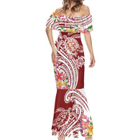 Aloha Hawaii Island Personalized Mermaid Dress Crimson Dreamy Turtle LT7 - Polynesian Pride