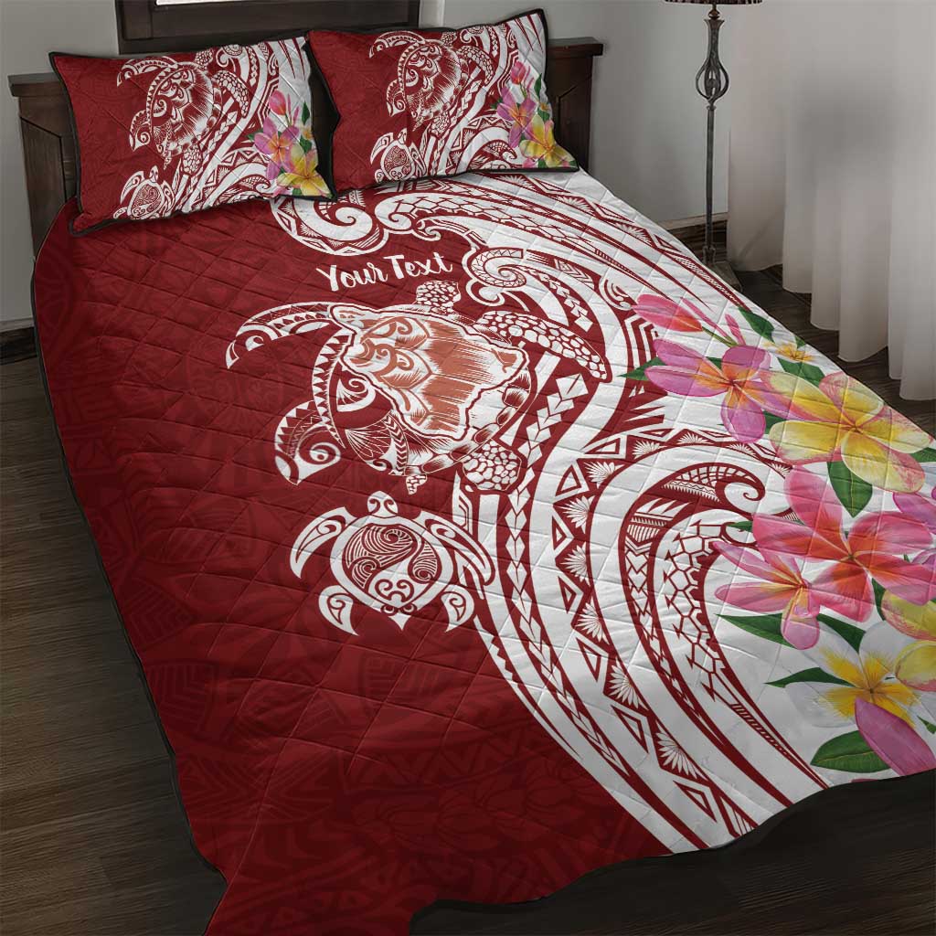 Aloha Hawaii Island Personalized Quilt Bed Set Crimson Dreamy Turtle LT7 Red - Polynesian Pride