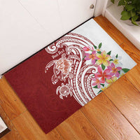 Aloha Hawaii Island Personalized Rubber Doormat Crimson Dreamy Turtle LT7 - Polynesian Pride