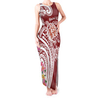 Aloha Hawaii Island Personalized Tank Maxi Dress Crimson Dreamy Turtle LT7 Women Red - Polynesian Pride