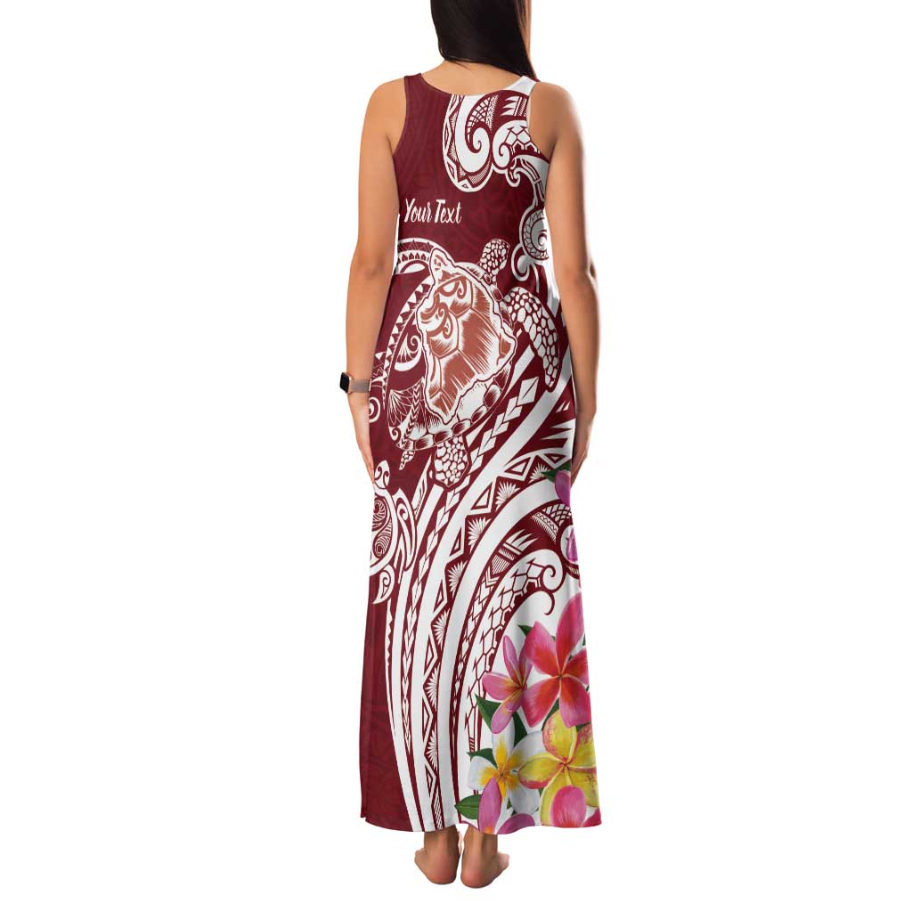 Aloha Hawaii Island Personalized Tank Maxi Dress Crimson Dreamy Turtle LT7 - Polynesian Pride