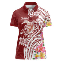 Aloha Hawaii Island Personalized Women Polo Shirt Crimson Dreamy Turtle LT7 Female Red - Polynesian Pride
